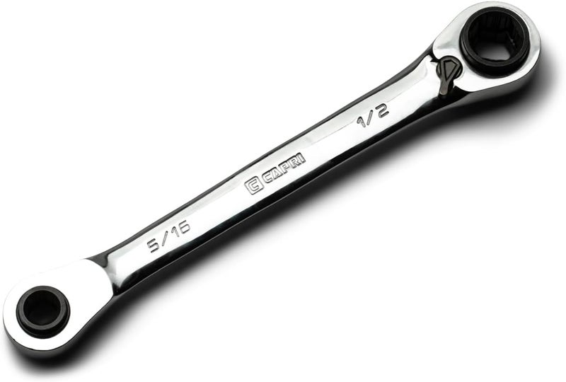 Capri Tools 4-in-1 120-Tooth Box End Reversible Ratcheting Wrench, 5/16, 3/8, 7/16, 1/2 in., SAE - Image 1
